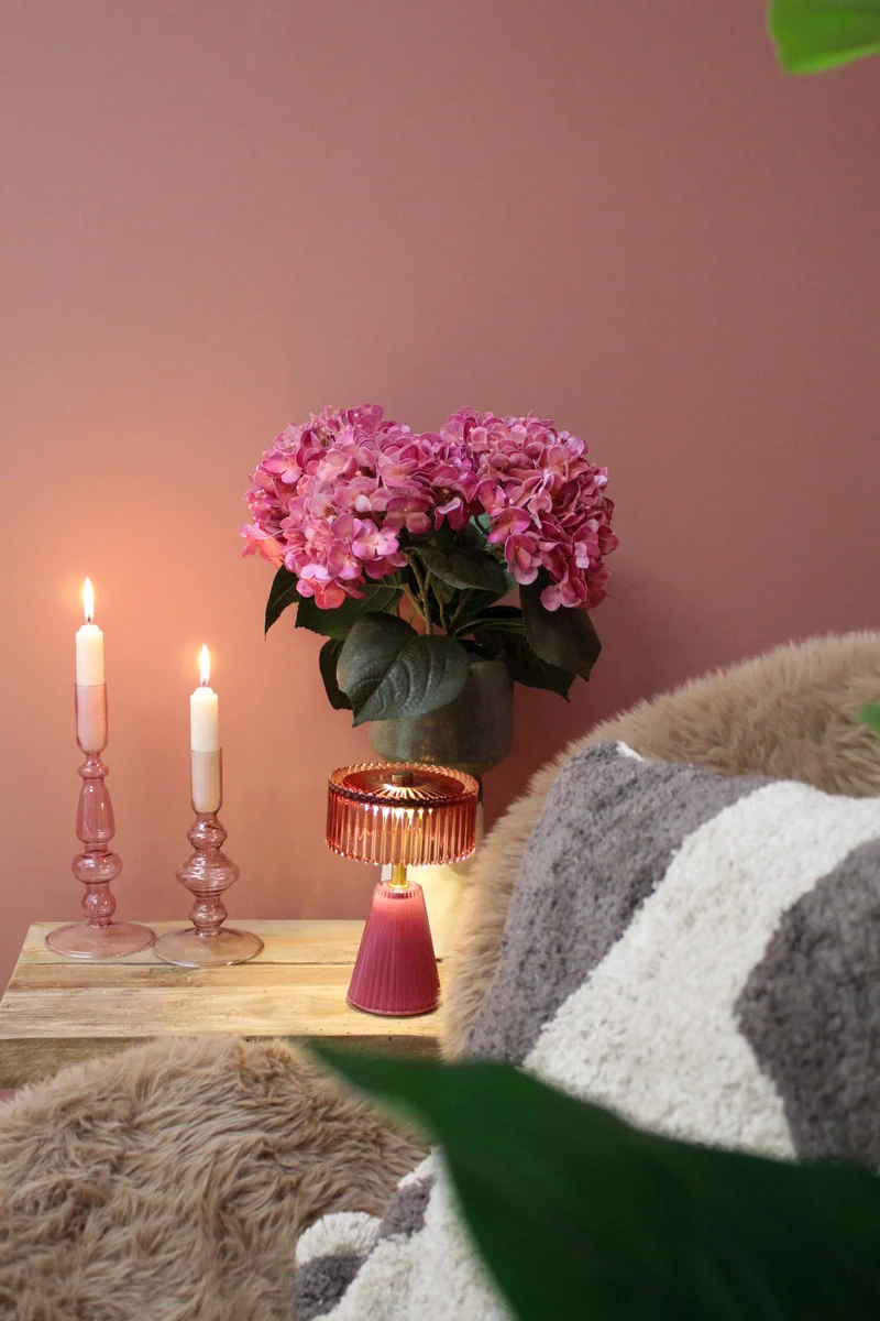 Kerzenleuchter Glas 2 Farben sortiert ''rosa'' H20 T8,5cm