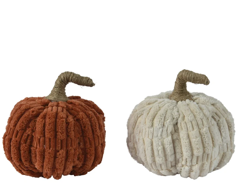 Pompoen polyester 2 assortie D16 H18cm