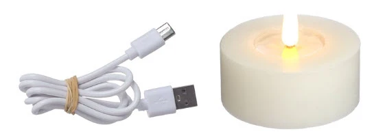 Led oplaadbare theelicht wax set 4 w.USBc-kabel