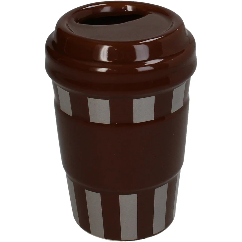 Vase Coffee To Go Fine Earthenware Brown 8.8x8.8x12.8cm