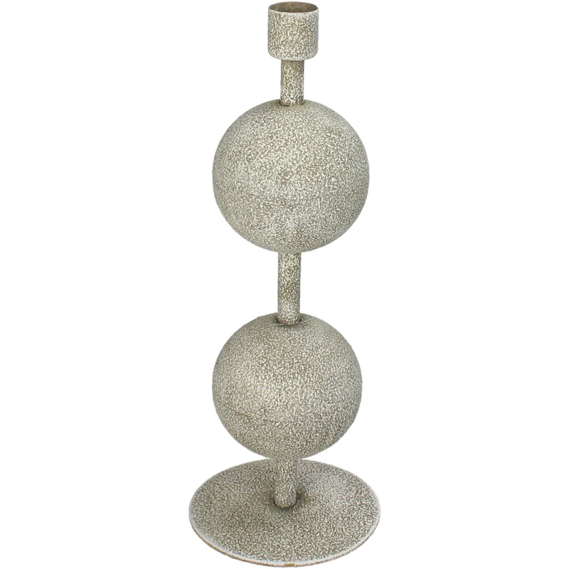 Candle Stick Balls Metal Ivory 10x10x27.5cm