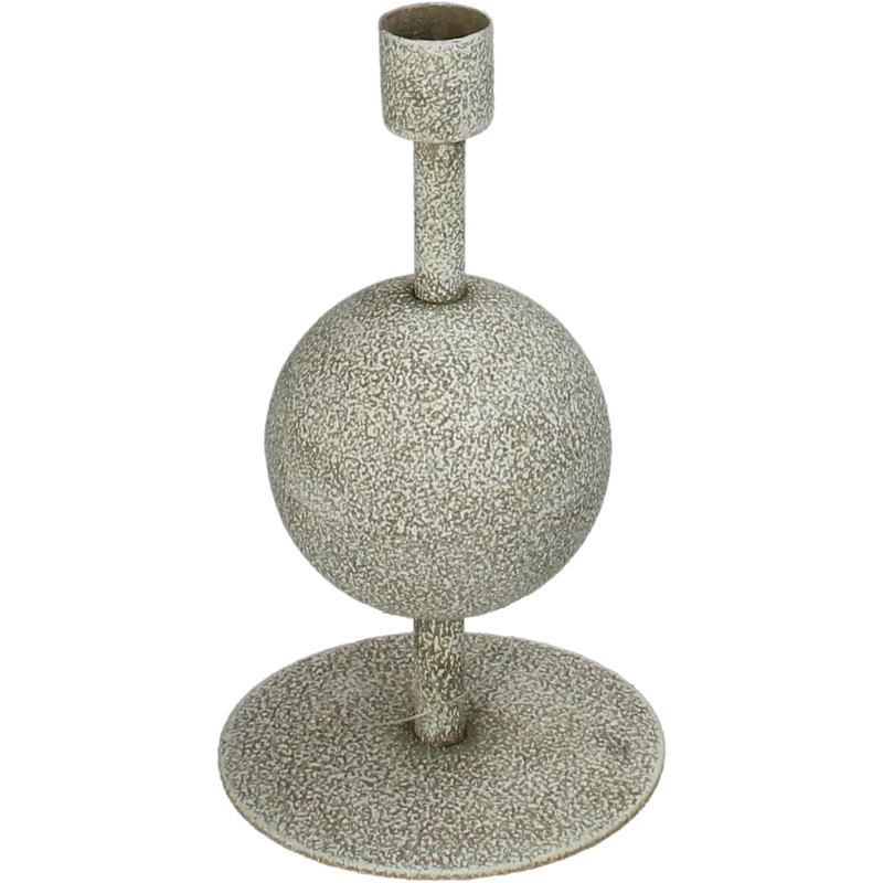 Candle Stick Ball Metal Ivory 10x10x17.5cm