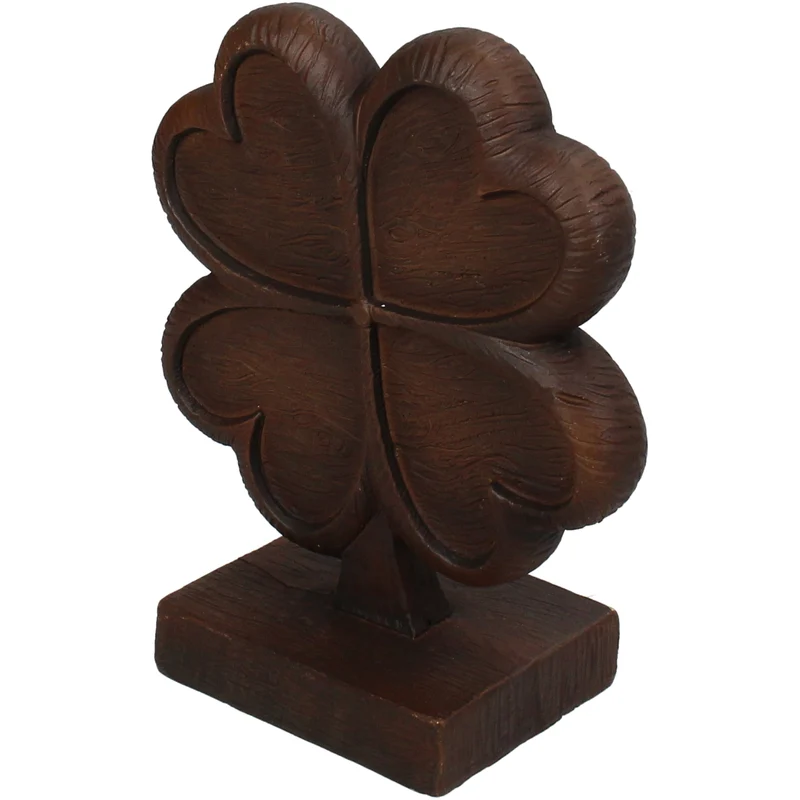 Ornament Four-Leaf Clover Polyresin Brown 9x4x11.5cm