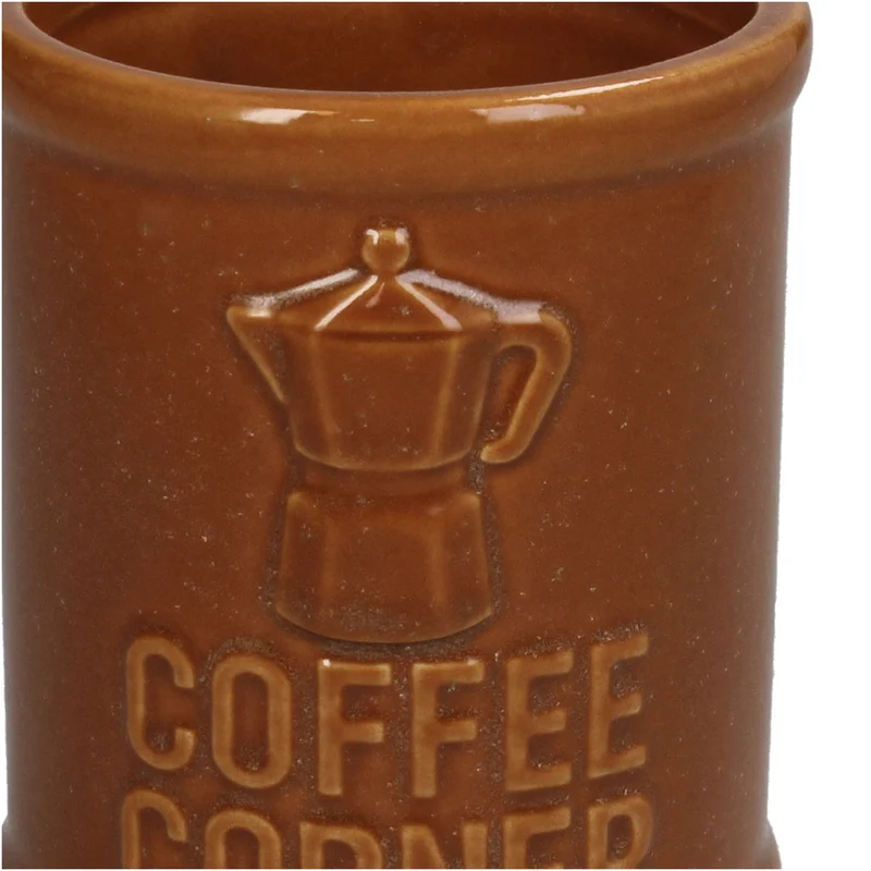 Planter Coffee Corner Stoneware Brown 8.5x8.8x10.5cm