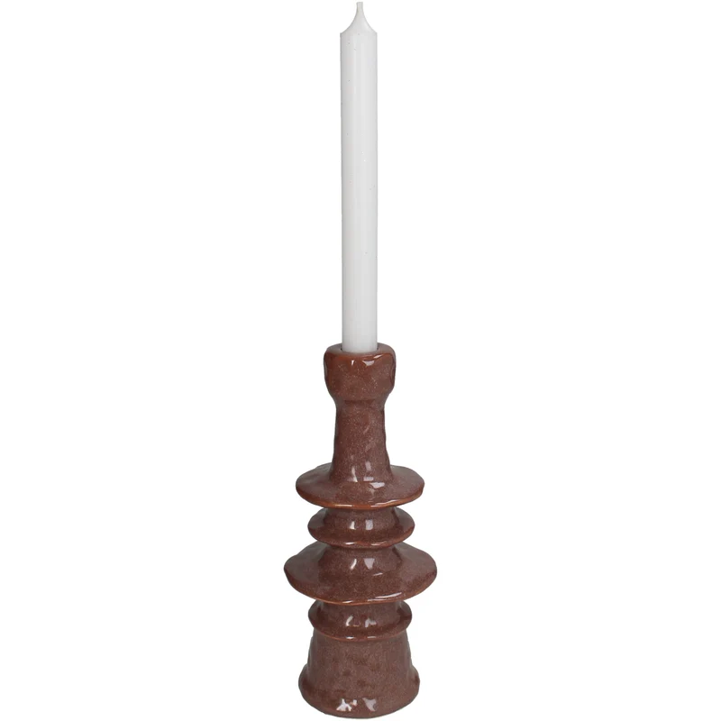 Candle Stick Stoneware Terra 9x9x22cm