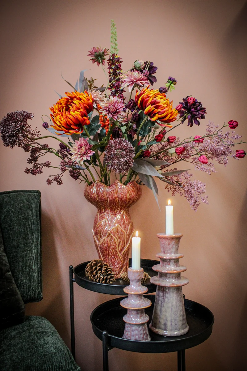 Candle Stick Stoneware Terra 11.5x11.5x27cm
