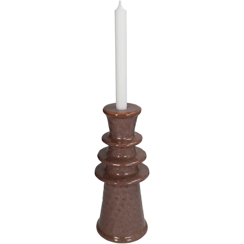 Candle Stick Stoneware Terra 11.5x11.5x27cm