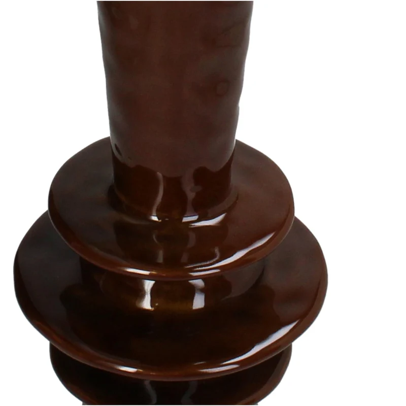 Candle Stick Stoneware Brown 12.5x12.5x30.5cm