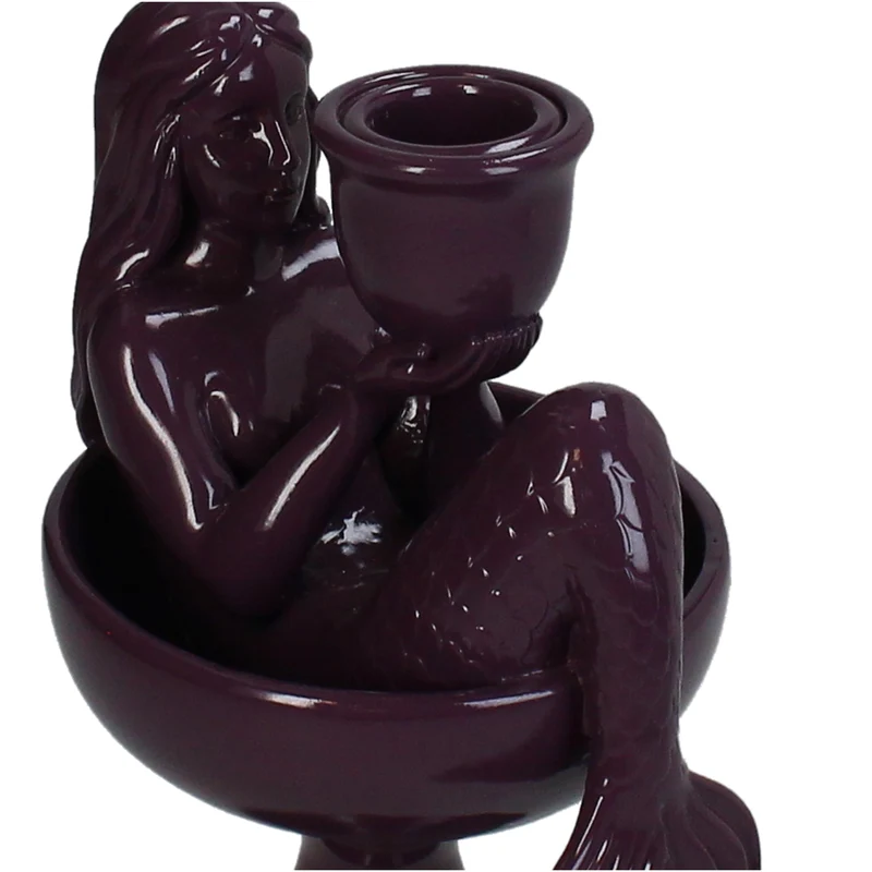 Candle Stick Mermaid Polyresin Purple 12x9.5x19.5cm