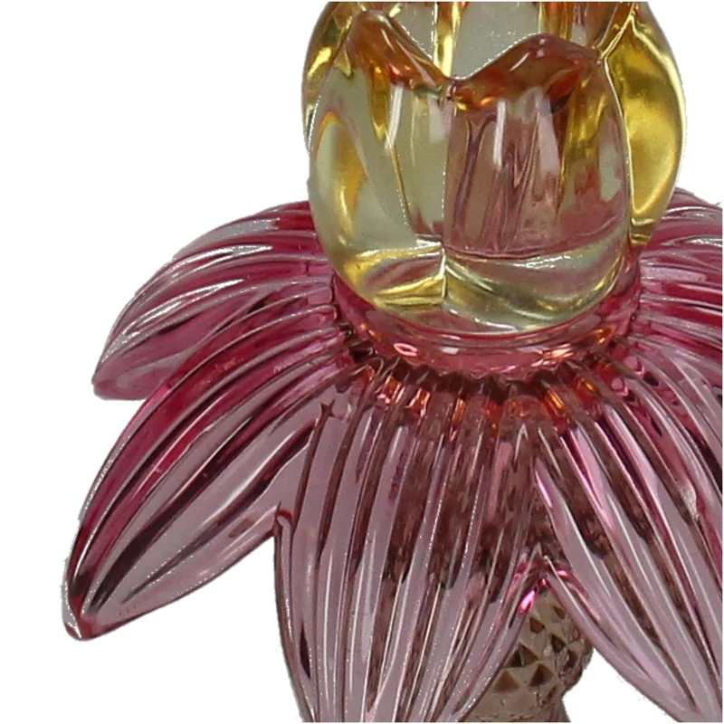 Candle Stick Flower Glass Multi 11x11x15.5cm