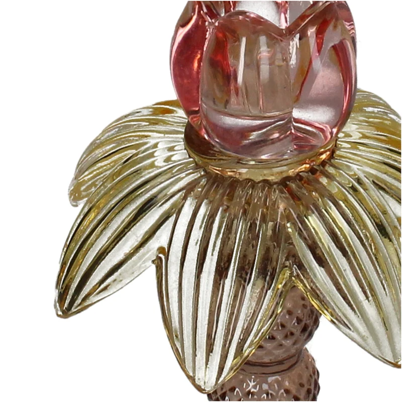 Candle Stick Flower Glass Multi 11x11x21cm