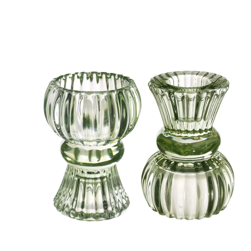Duo-Kerzenhalter Nora Ø6 x H.8 cm zartgrün