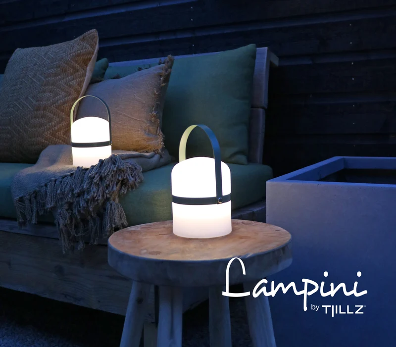 TJILLZ Lampini Antraciet 10x18,5cm LED lamp USB oplaadbaar
