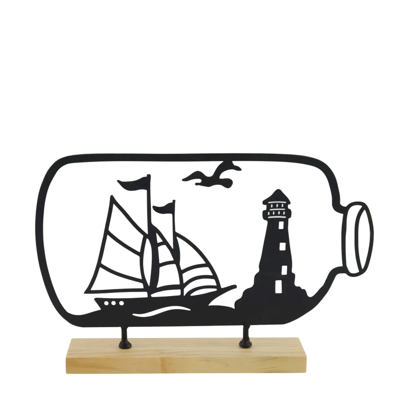Statue aus Kiefernholz 28x4,5x18cm FSC 100% Natur/Schwarz