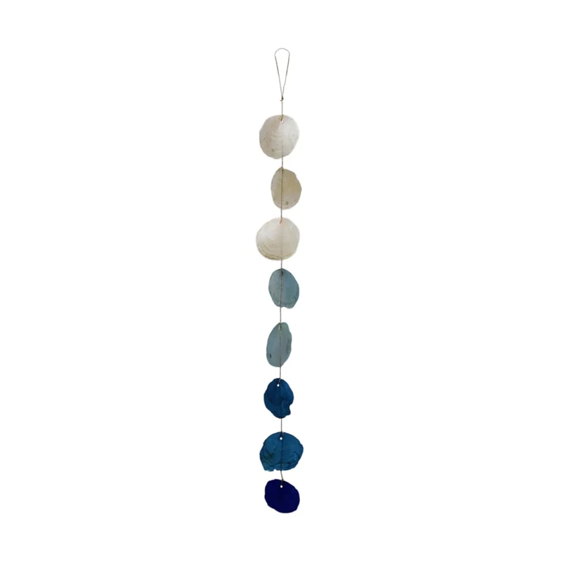 Girlande aus Capiz-Fasern mit Farbverlauf, 9 x 2 x 100 cm, Blau-Mix
