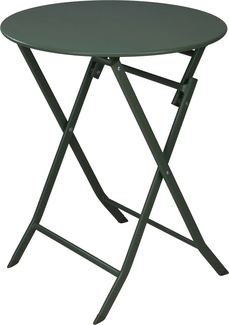 BISTROSET 2 STOELEN 50x42x81CM + 1 TAFEL D60 H71CM MAT GROEN METAAL
