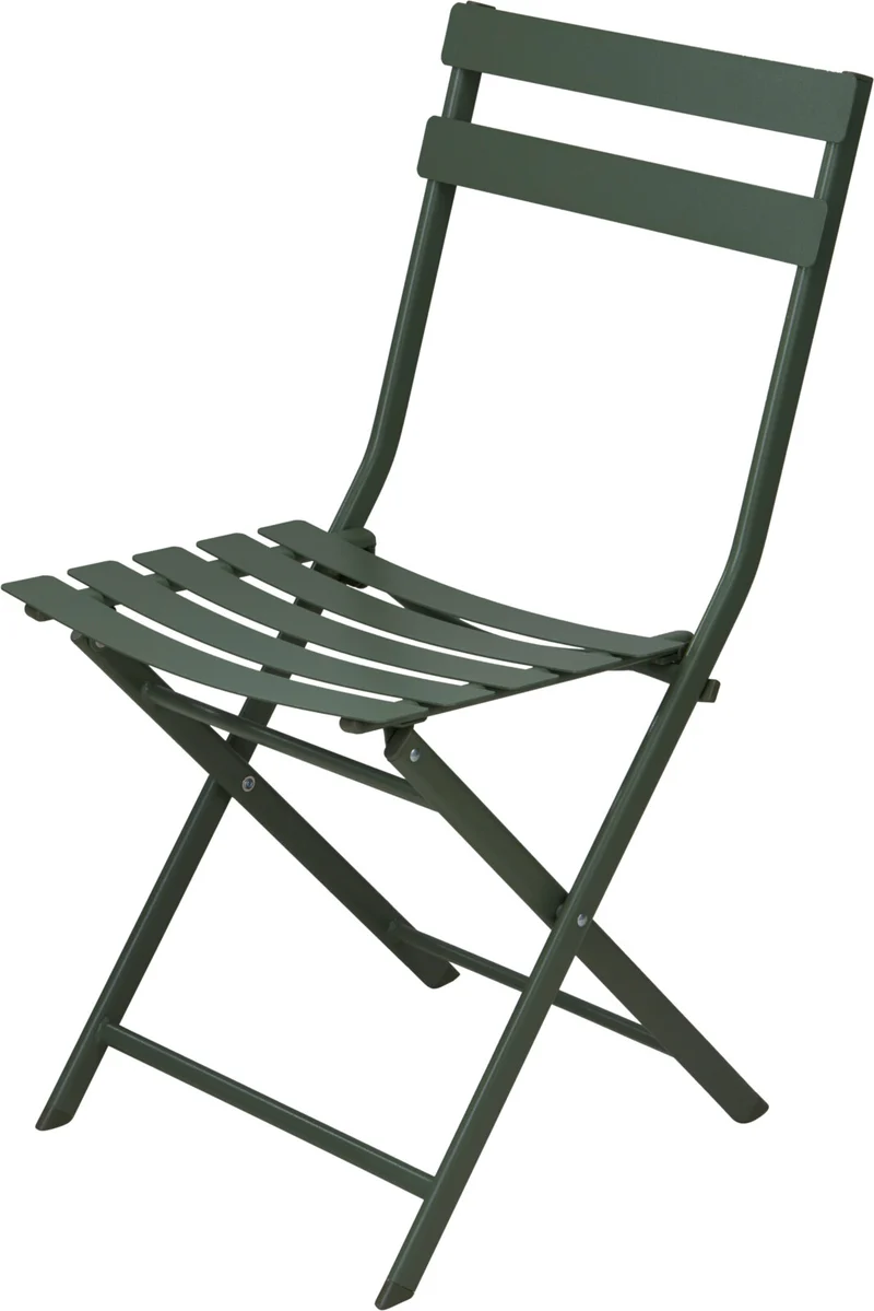BISTROSET 2 STOELEN 50x42x81CM + 1 TAFEL D60 H71CM MAT GROEN METAAL
