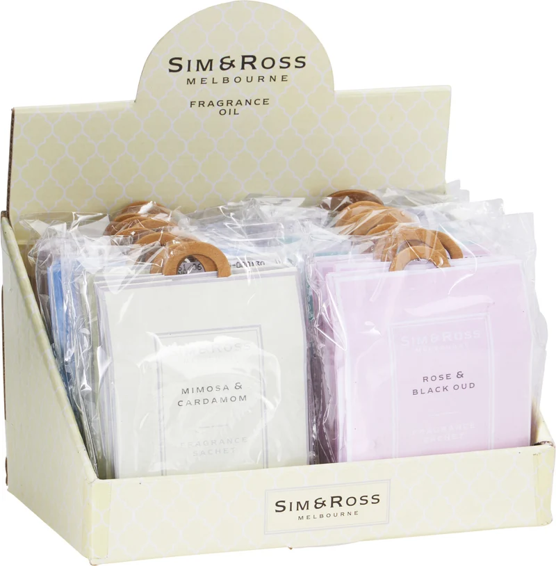 SET 3 STUKS GEURZAKJES SIM&ROSS 6 ASSORTIE 13,5x10x1,8CM