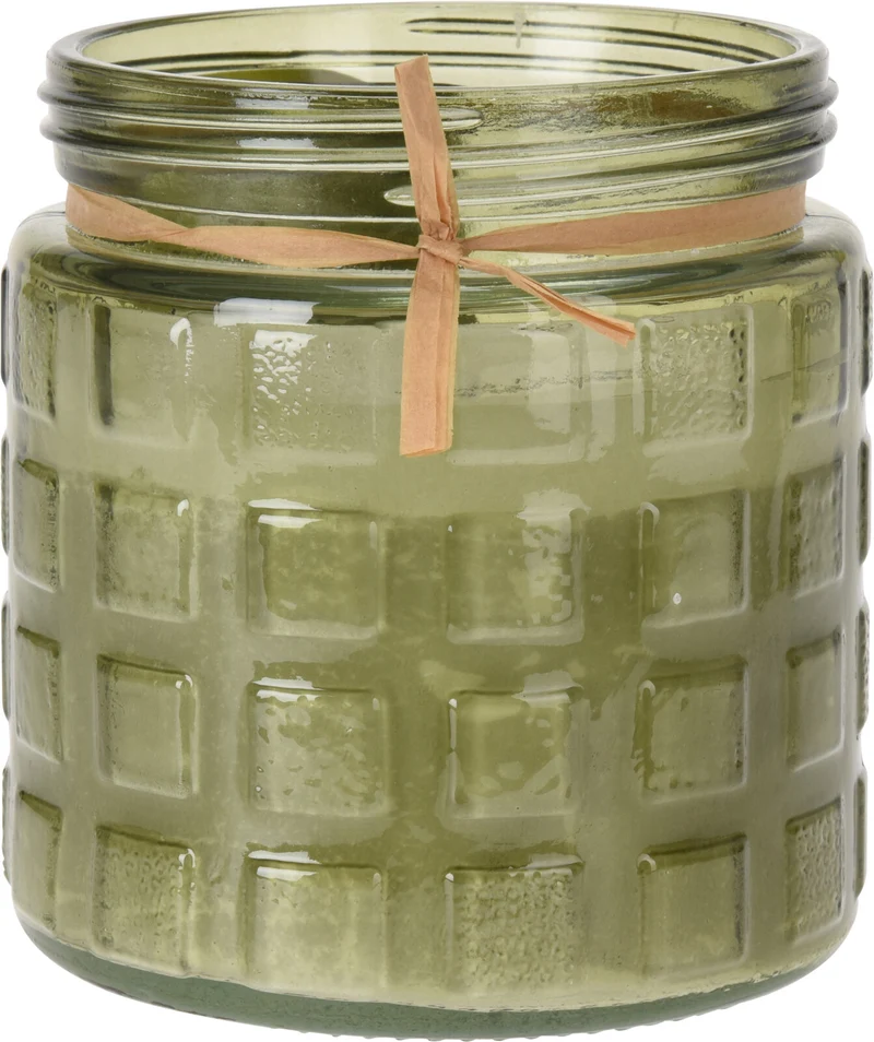 CITRONELLA KAARS IN GLAZEN POT D11,2 H12CM 4 ASSORTIE GROEN/LICHT GROEN/BEIGE/GREY
