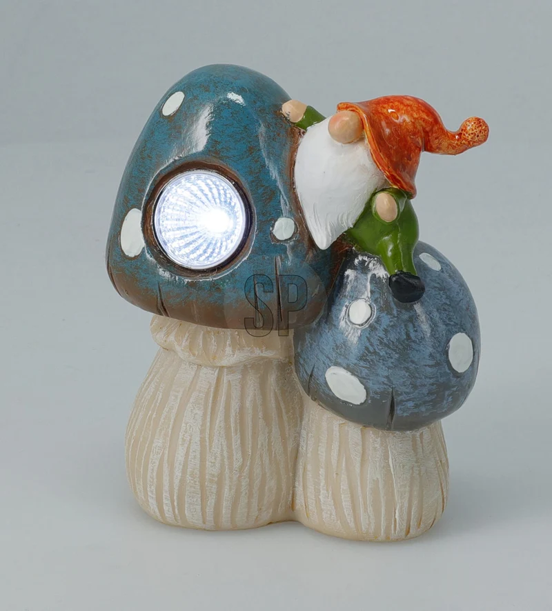 GNOME POLYESTER OP PADDENSTOEL 13,5x10x6CM 3 ASSORTIE