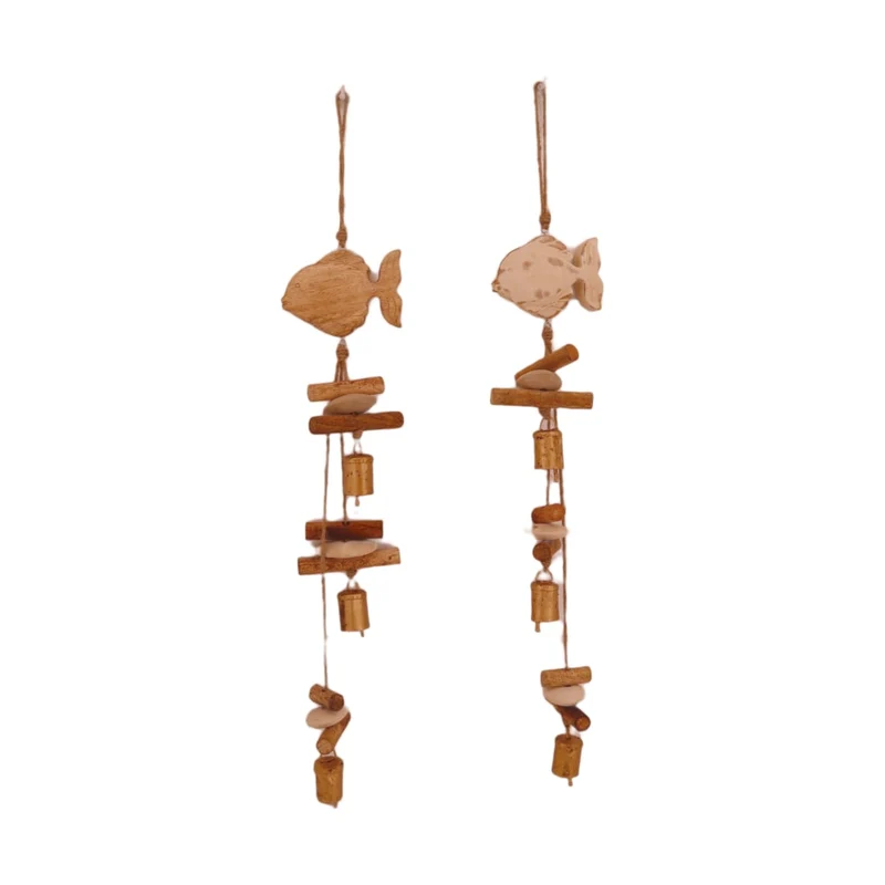 Girlande Fisch Mangoholz 70x12x2cm 2 assorti Natur