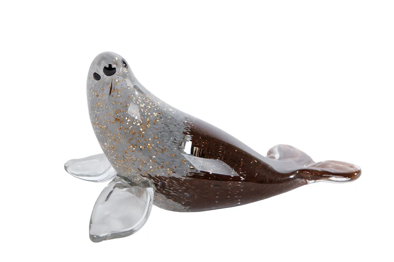 Skulptur "Siegel" L grau/schwarzes Glas 16,5x9x9cm