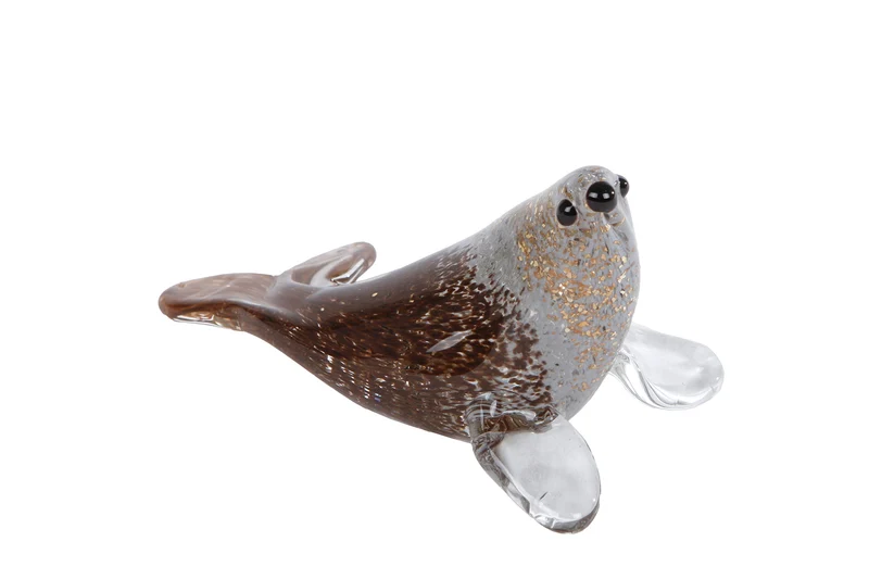 Skulptur "Siegel" S grau/schwarzes Glas 13x7,5x7cm