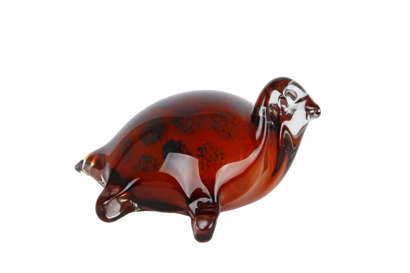 Skulptur Schildkröte "Schildkröte" braun/bernsteinfarbenes Glas 11.5x11.5x7cm