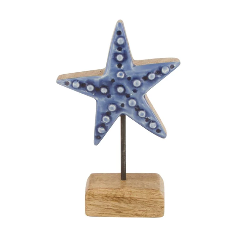 Fisch Mango Holz 25x5x25cm Blau