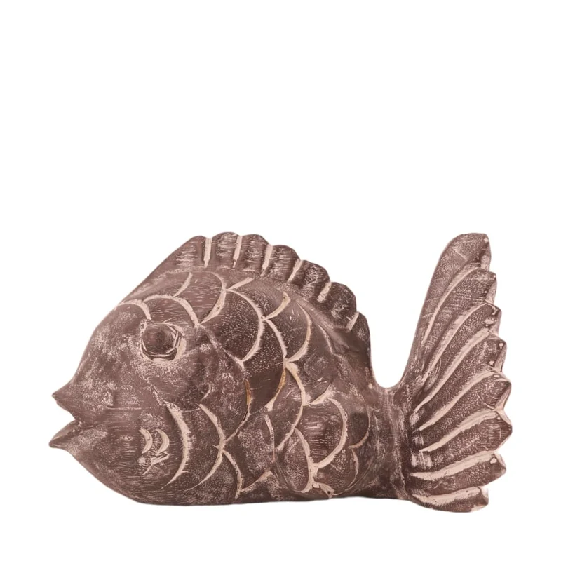 Fisch Albasia Holz 28x14x18cm Dunkelbraun