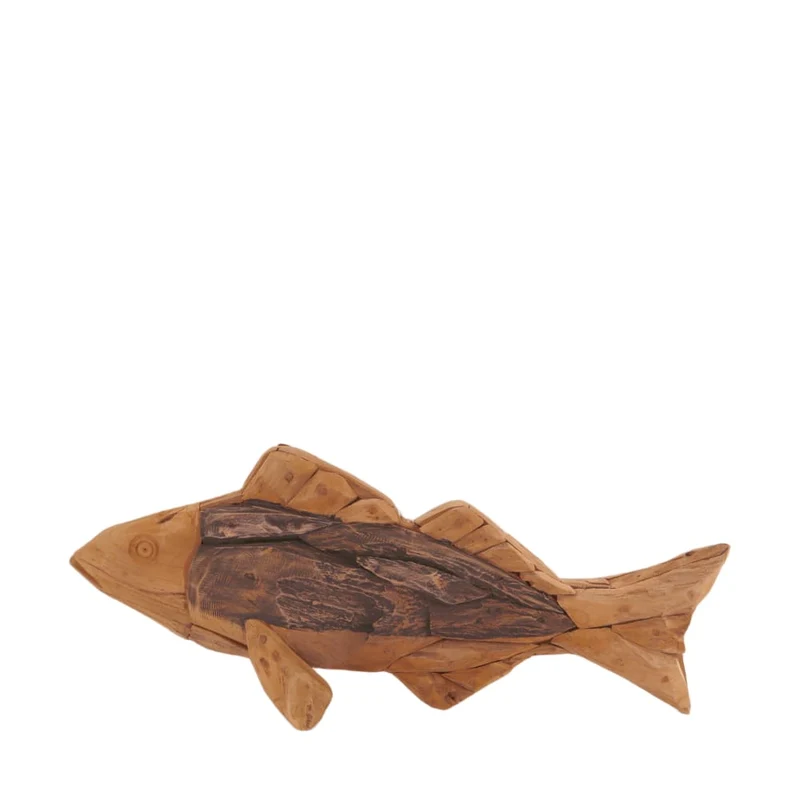 Fisch Teakholz 63x8x27cm Natur/Schwarz