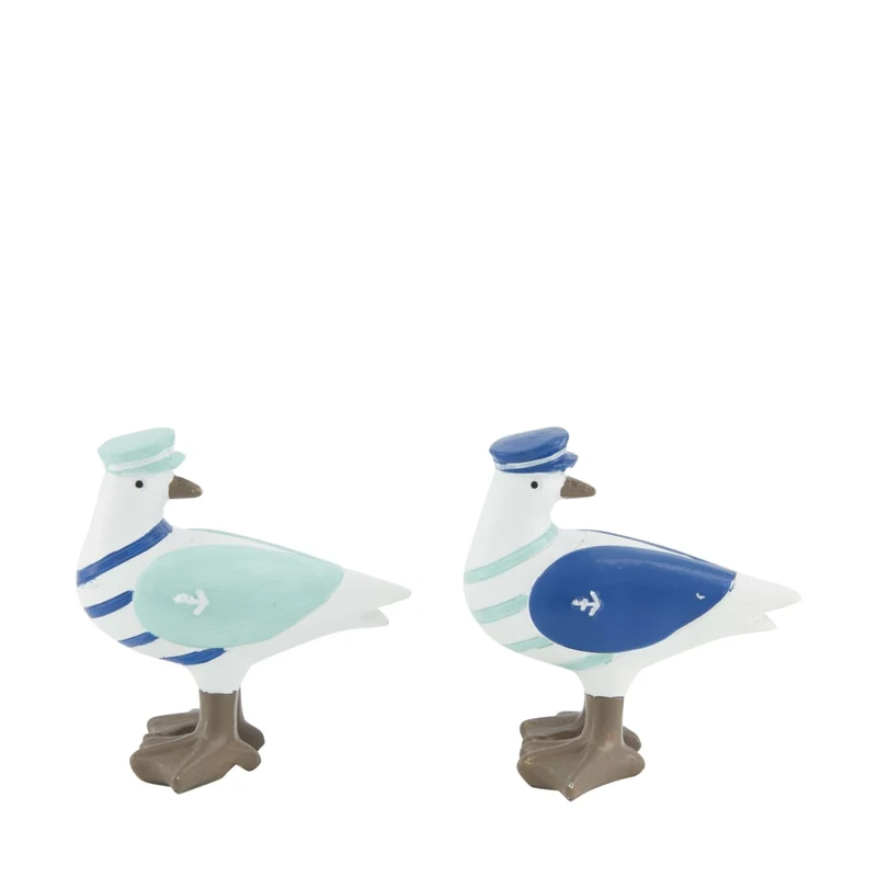 Möwenfigur aus Polyresin, 9,5 x 6,3 x 10 cm, blau-meliert