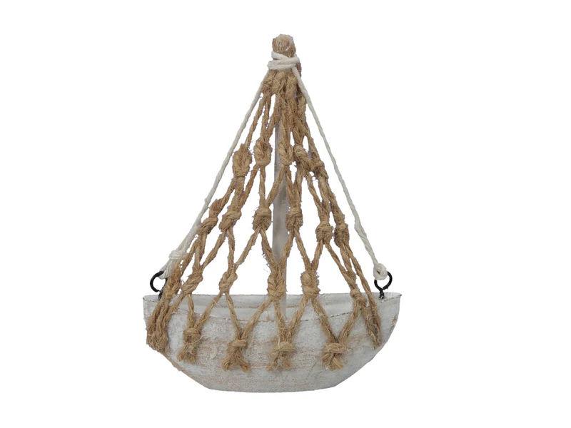 St. 1 Holzboot weiß/sand 9x3x11 cm