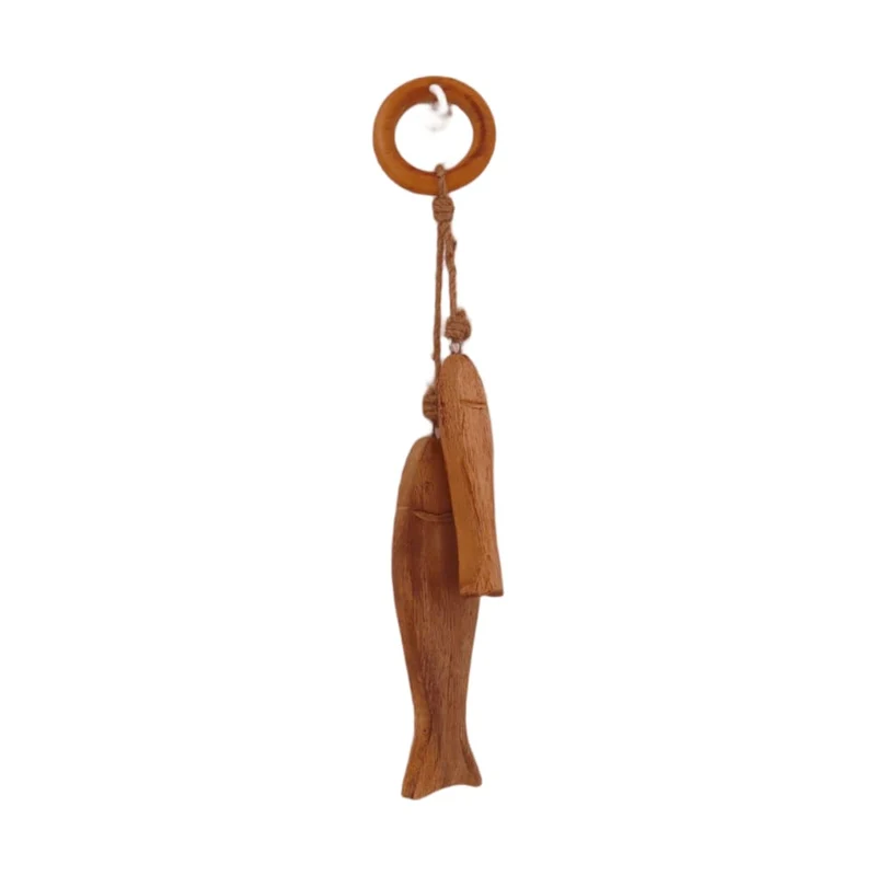 Fisch Mangoholz mit Aufhänger 31x5x1,5cm Natur