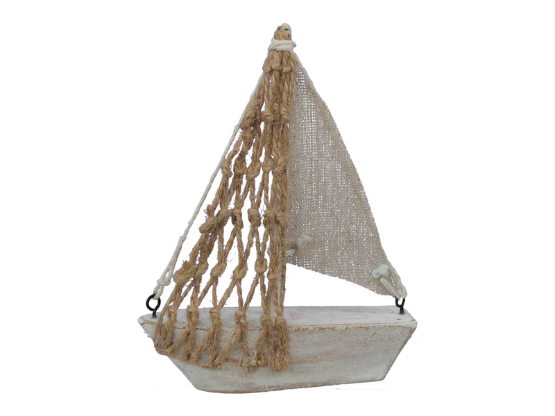 St. 1 Holzboot weiß/sand 11,5x3x14 cm