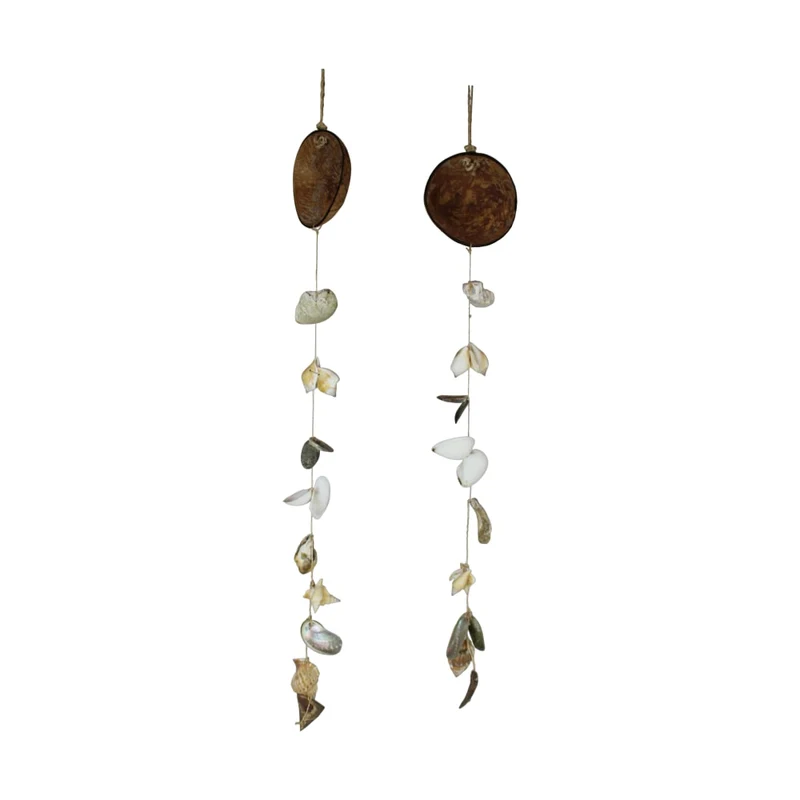 Anhänger Kokosnuss mit Muscheln 12x7x90cm 2 Stück sortiert Natural