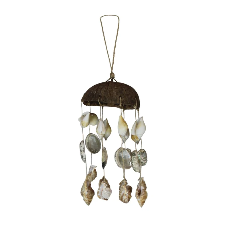 Anhänger Kokosnuss Natur mit Muscheln 14x14x30cm Natur