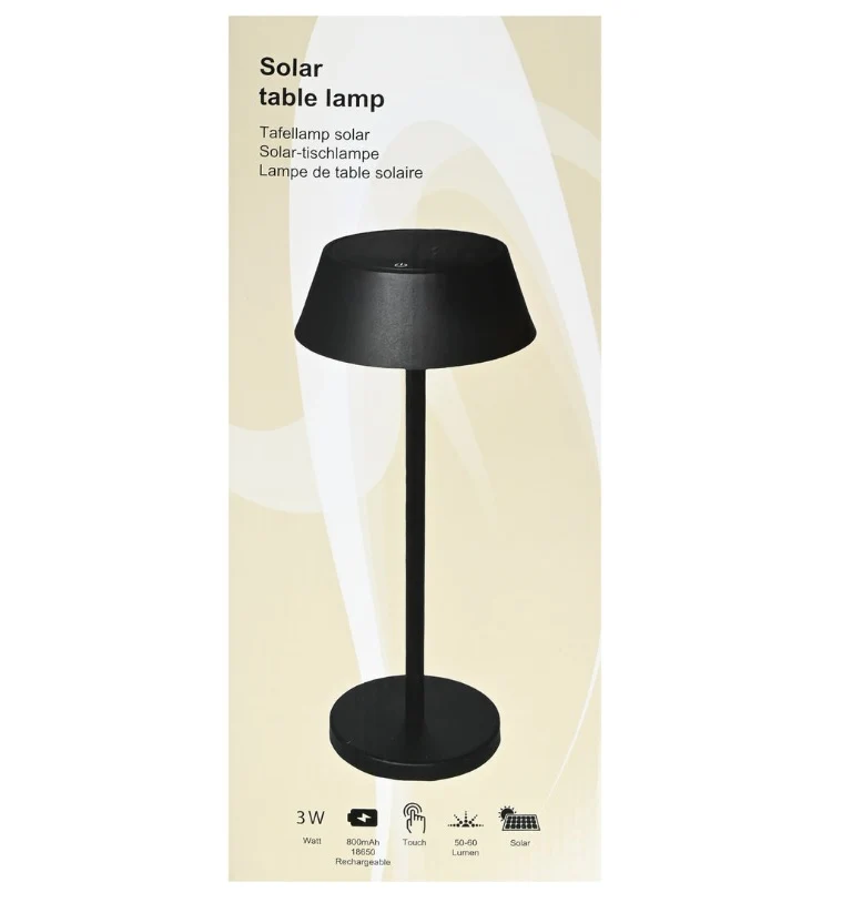 Tafellamp solar metaal zwart H33 D14cm