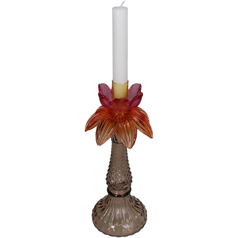 Kerzenständer Palme Glas natur 25x25x26cm