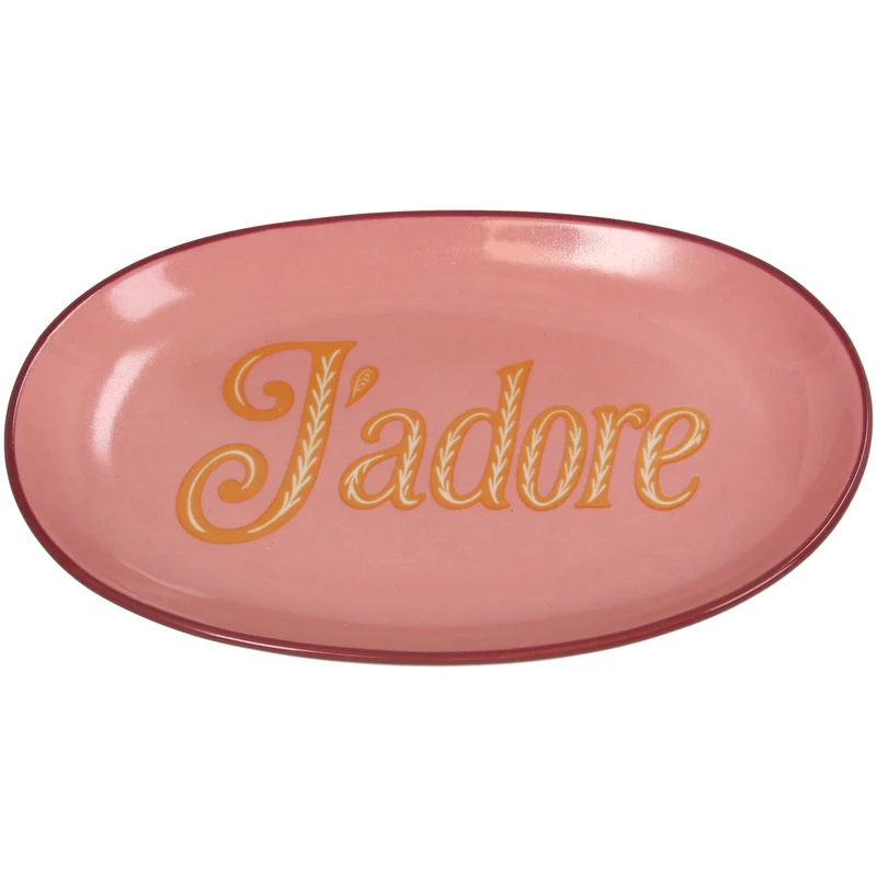 Teller J'Adore Steingut Rosa 21x12.5x2.5cm