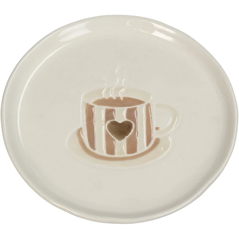 Platte Kaffeetasse Steingut Braun 13,5x13,5x1,3cm