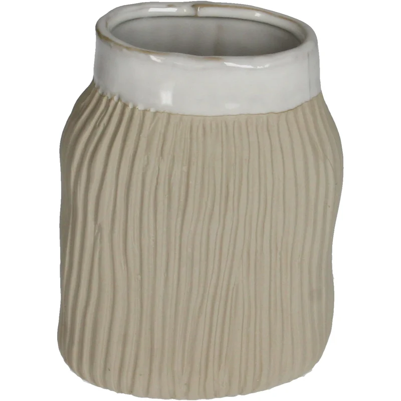 Vase Steingut Beige 10,3x6,5x13,5cm
