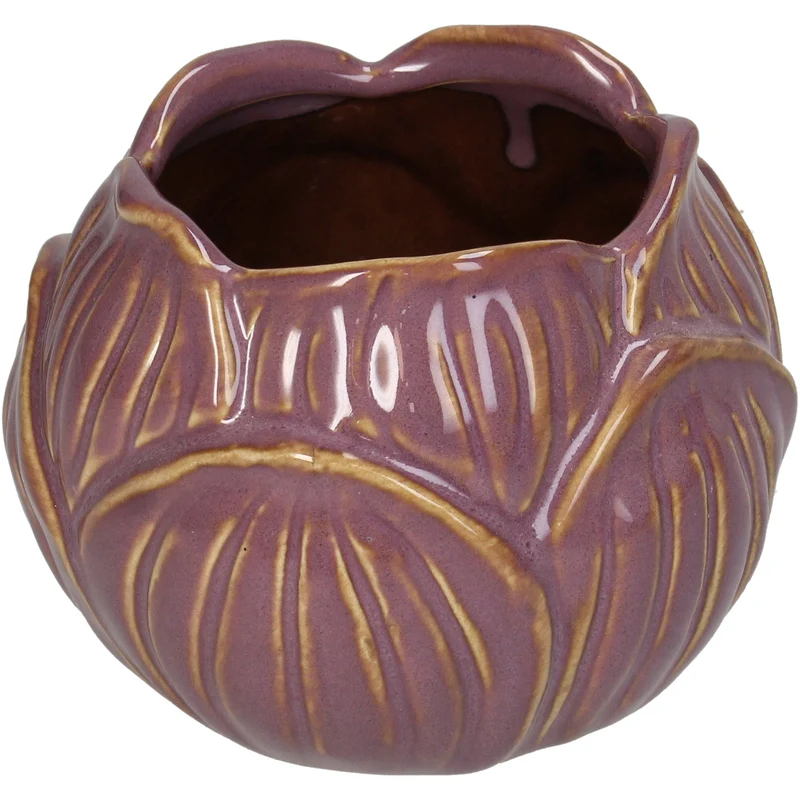 Vase Steingut Lila 11x11x8,5cm