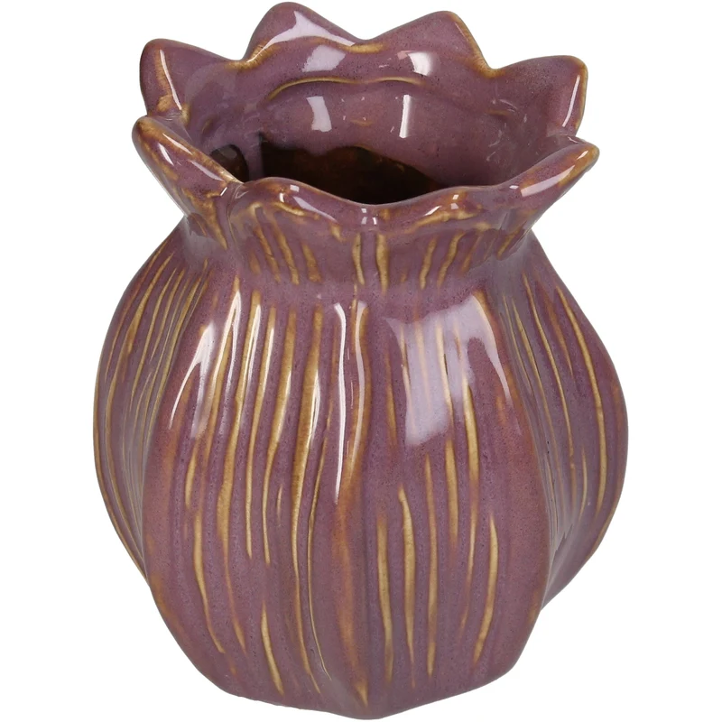 Vase Steingut Lila 8.5x8.5x10.5cm