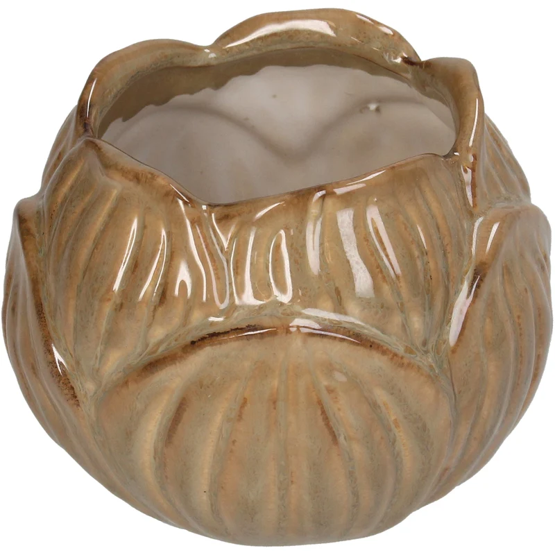 Vase Steinzeug Beige 11x11x8.5cm