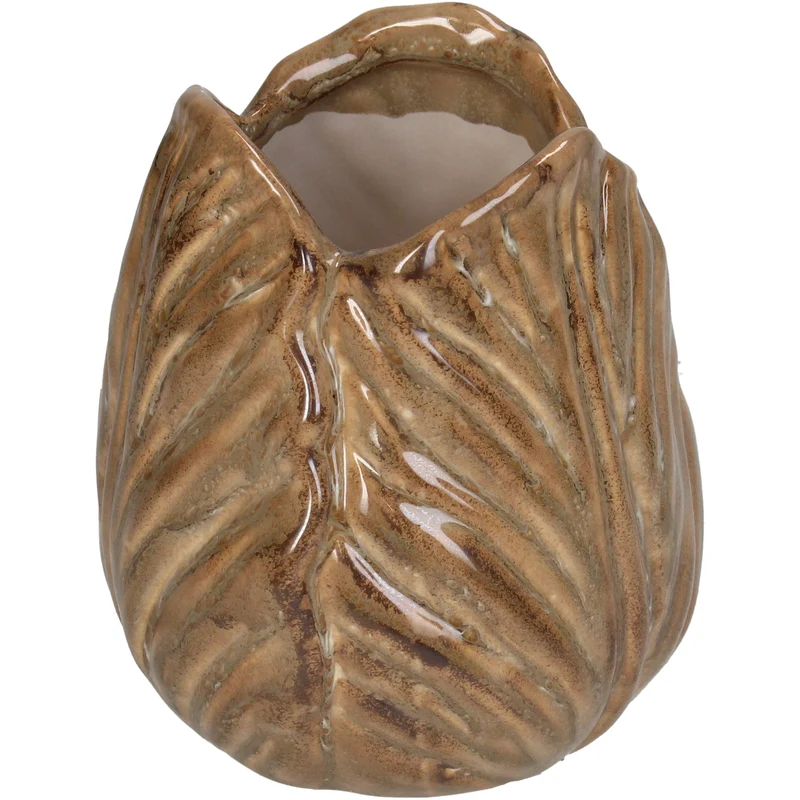 Vase Steingut Beige 10x10x11cm