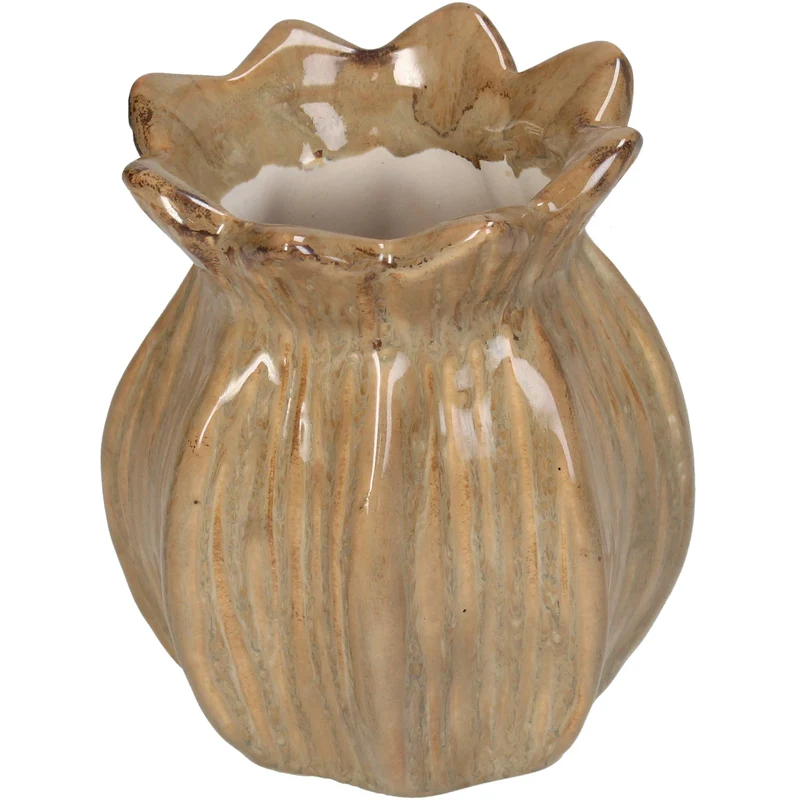 Vase Steingut Beige 8.5x8.5x10.5cm
