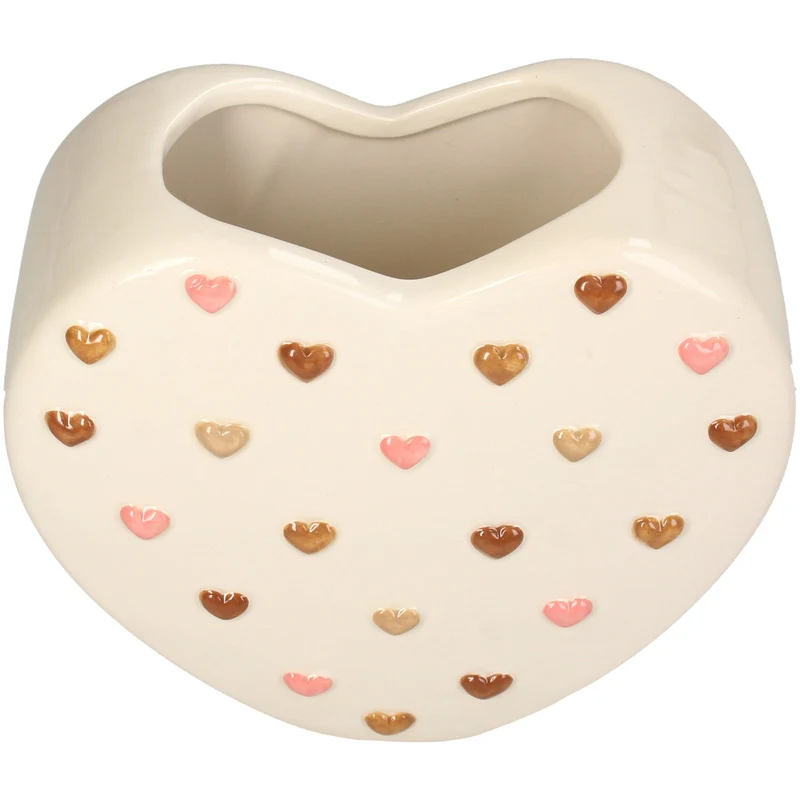 Pflanzgefäß Little Hearts Dolomit Multi 16,3x9x14cm