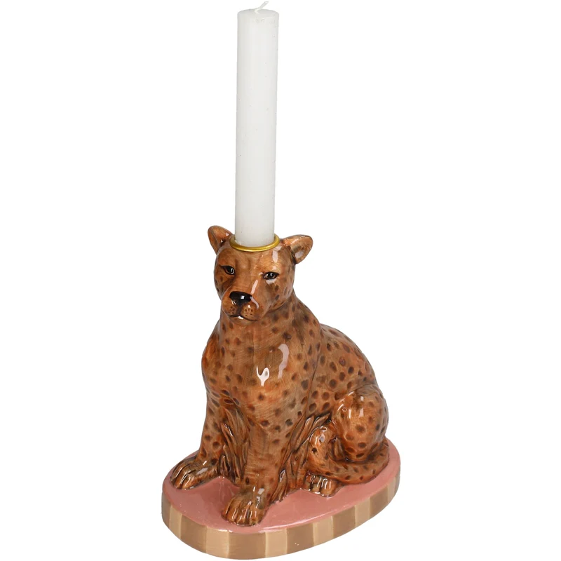 Kerzenständer Leopard Dolomit Multi 17.7x12.2x20.8cm