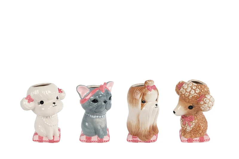 Vase "Animals" mehrfarbig 4-fach sortiert Steingut 15x11x18cm